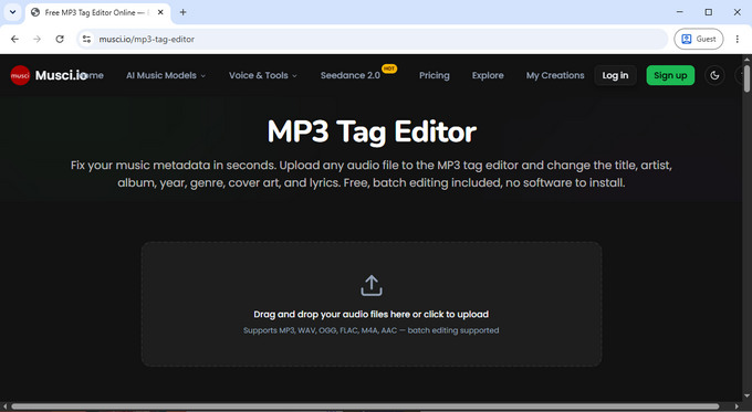 Musci.io MP3 tag editor online